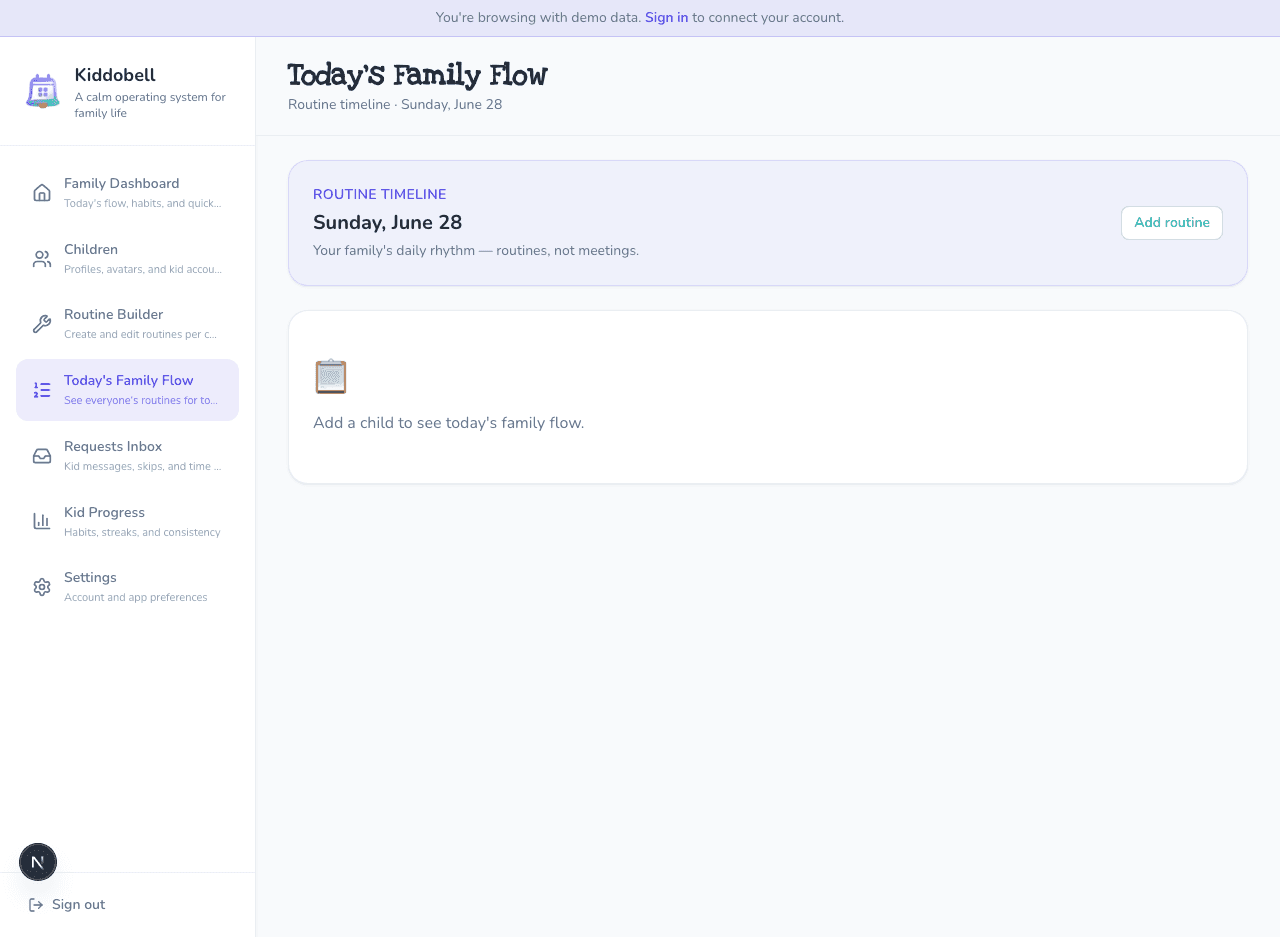 Weekly calendar view showing scheduled routines across the week